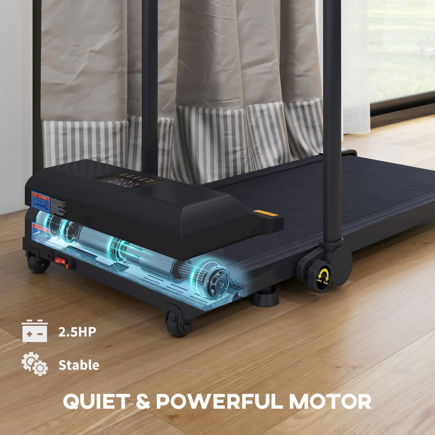 2.5HP Walking Pad Treadmill, Folding Under Desk Treadmill, Walking Machine, 1-10km/h, With Remote Control