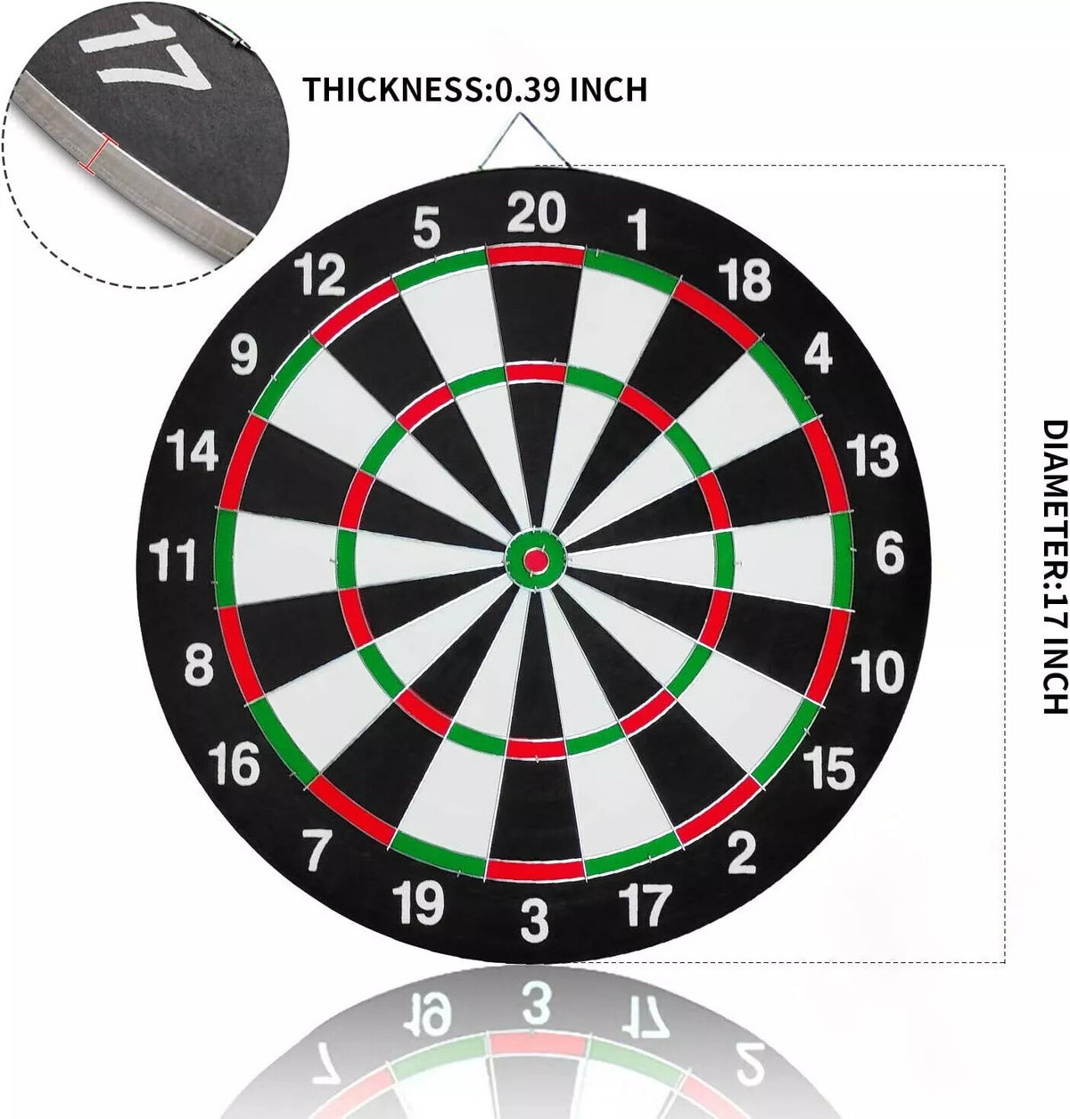 FULL SIZE 17in DARTBOARD SET 6 DARTS   FAMILY DART GAME BOARD ADULTS KIDS XMAS