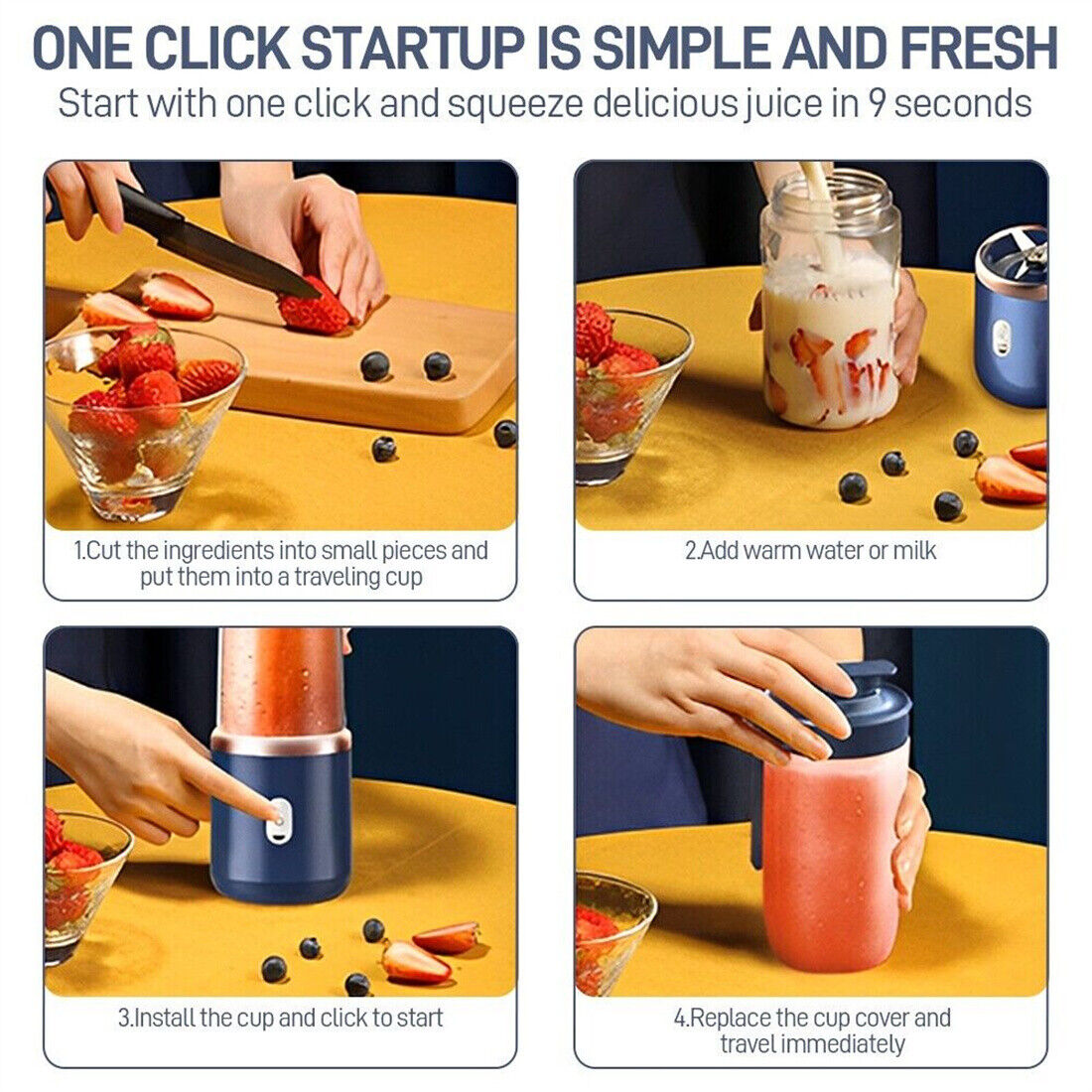 New Electric Mini Juice Maker Portable Blender Smoothie Juicer Fruit Machine UK