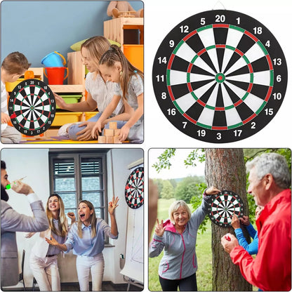 FULL SIZE 17in DARTBOARD SET 6 DARTS   FAMILY DART GAME BOARD ADULTS KIDS XMAS