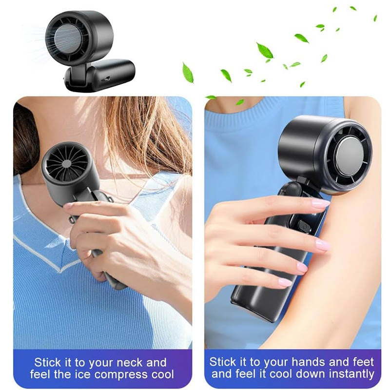 Portable Handheld Cooling Ice Fan Mini Turbo Fans Rechargeable Personal Fans