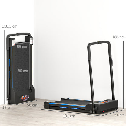 Folding Motorised Home Treadmill Walking Machine With LCD Monitor, Blue with remote lcd screen