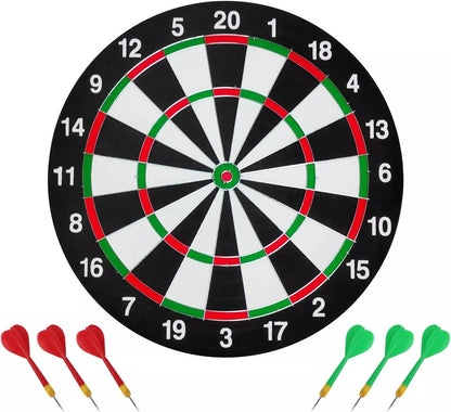 FULL SIZE 17in DARTBOARD SET 6 DARTS   FAMILY DART GAME BOARD ADULTS KIDS XMAS