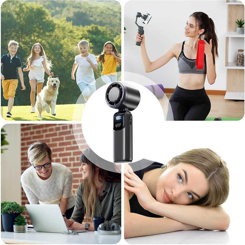 Portable Handheld Cooling Ice Fan Mini Turbo Fans Rechargeable Personal Fans