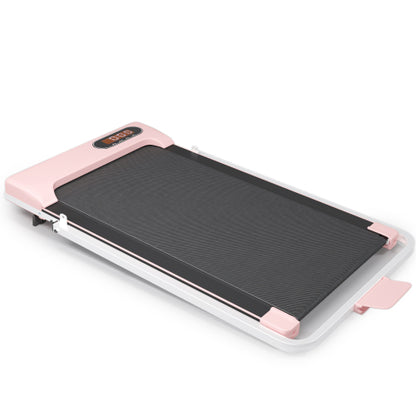 Folding Treadmill With Handrail & Adjustable Incline, 1-10 Km H Running Machine, Space Saving Low Noise Design, LED Display, Phone Holder, Remote Control, Transport Wheels  Plug, Pink.