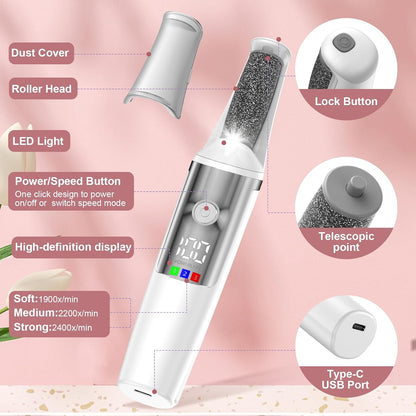 Electric Foot Grinder, Automatic Foot Rubbing, Calluses Removal, And Foot Repair ToolWhite