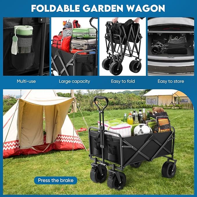 Heavy Duty Foldable Camping Outdoor Garden Trolley Cart Wagon Truck Wheelbarrow