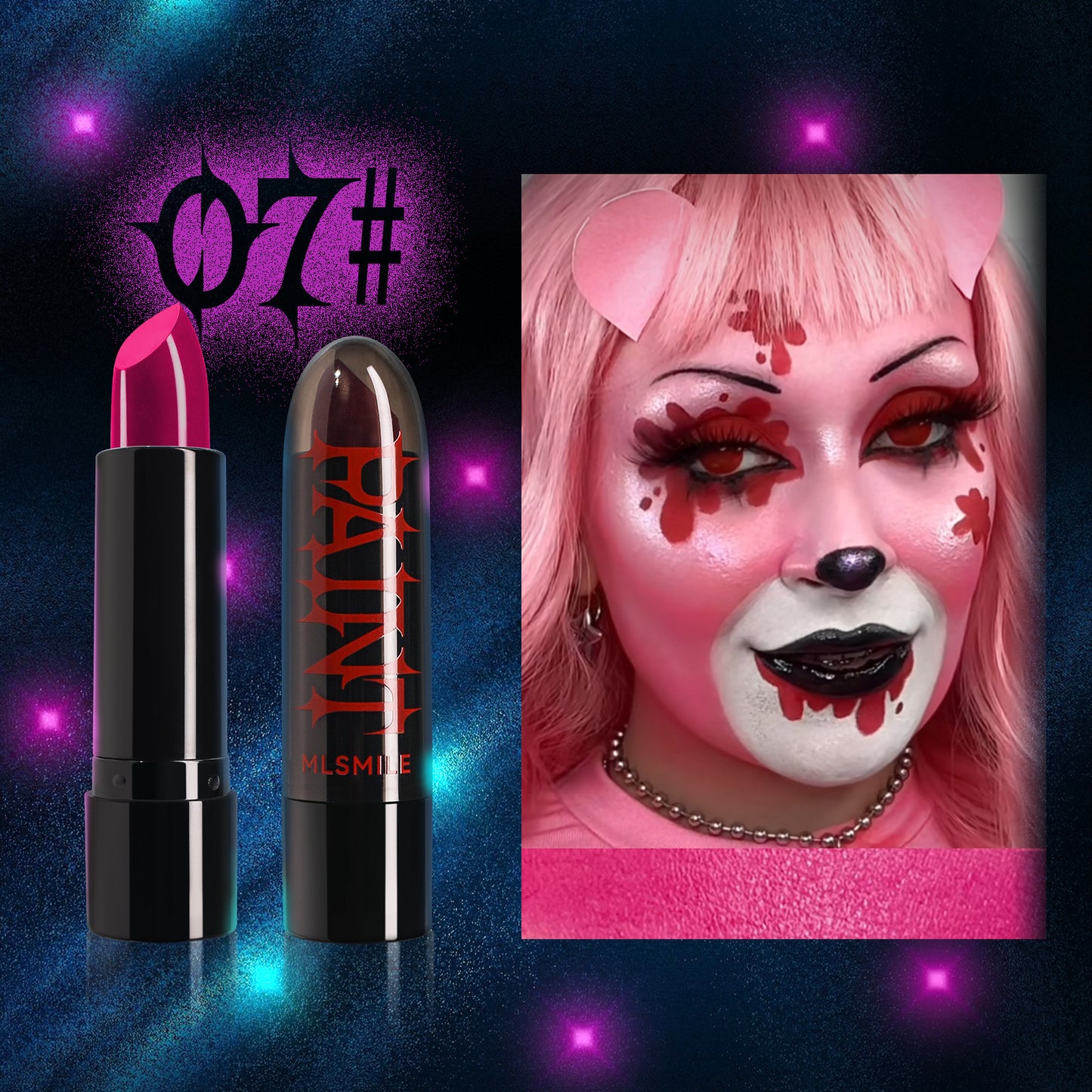 8-color Halloween Lipstick Black And White Red Easy To Color Painted Suit