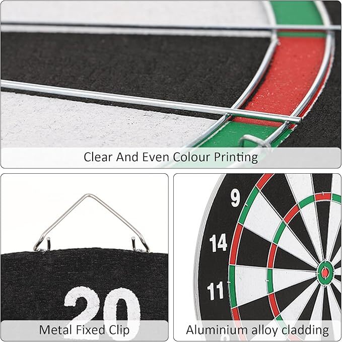 FULL SIZE 17in DARTBOARD SET 6 DARTS   FAMILY DART GAME BOARD ADULTS KIDS XMAS