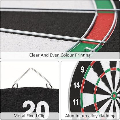 FULL SIZE 17in DARTBOARD SET 6 DARTS   FAMILY DART GAME BOARD ADULTS KIDS XMAS