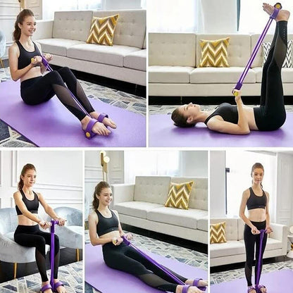 Multi-Function Tension Rope 6Tube Gym Fitness Foot Pedal Exerciser Pull Band New