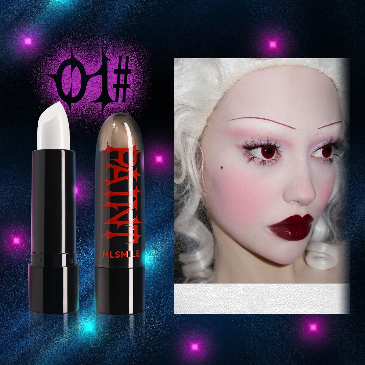 8-color Halloween Lipstick Black And White Red Easy To Color Painted Suit
