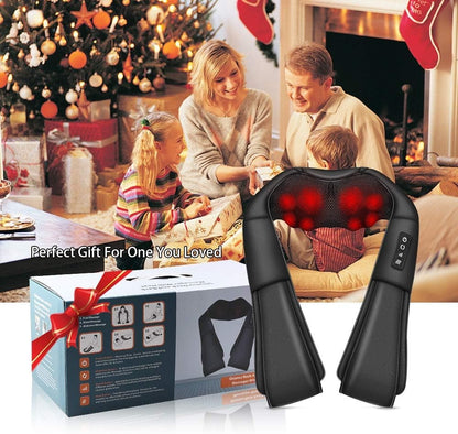 Electric Shiatsu Neck Back Shoulder Massager With Heat & Kneading, Deep Tissue Massage For Home Car Office Use, UK Plug