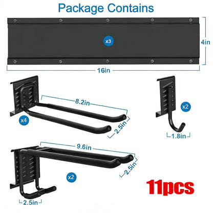 NEW 3x Garage Garden Tool Holder Storage Rack Shed Wall Mounted Organiser Long Hooks